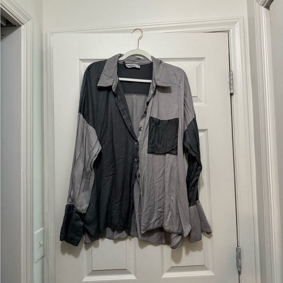 NWOT Free People Silky Samantha Patchwork Button Down - Picture 9 of 11